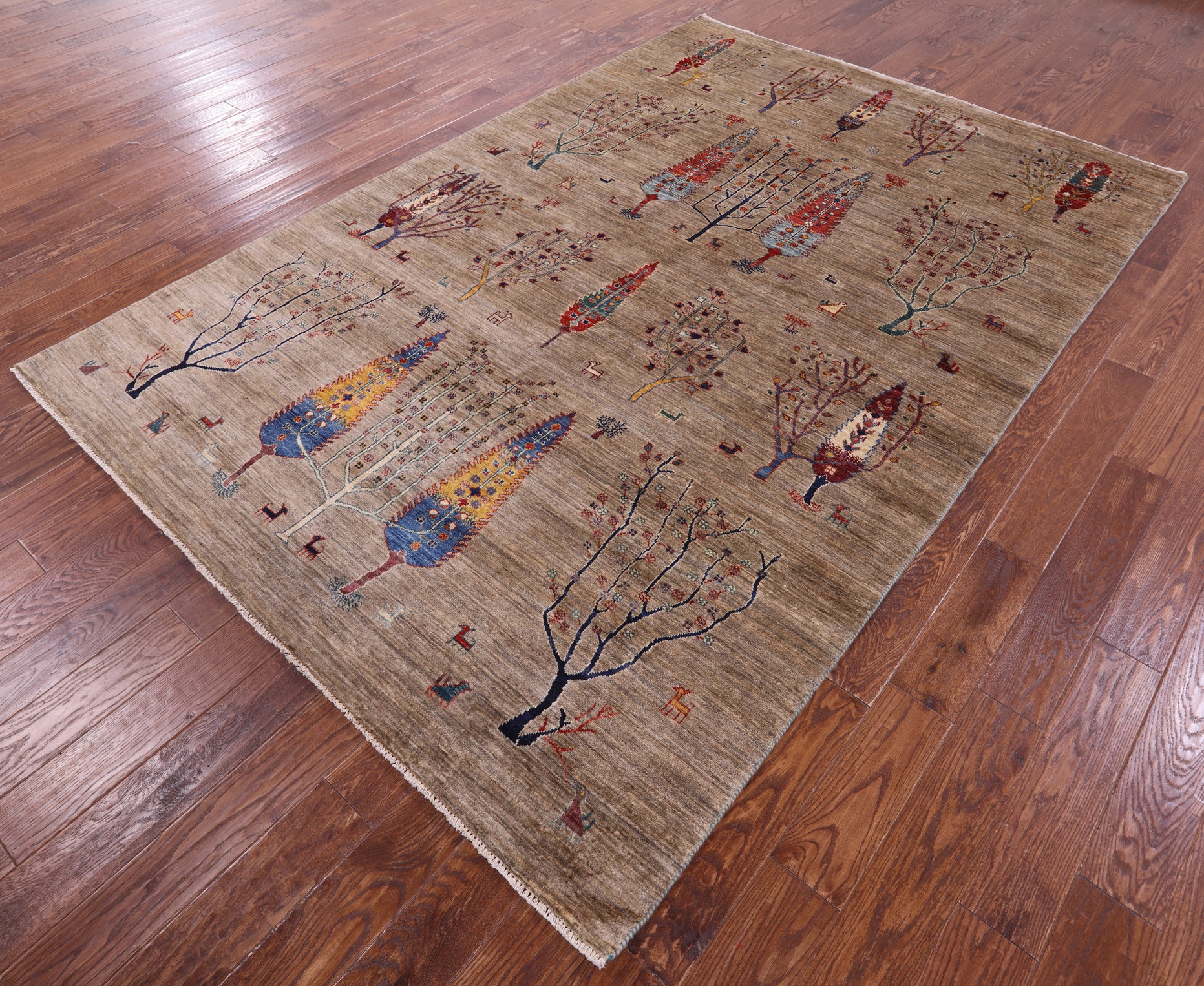 Tribal Persian Gabbeh Hand Knotted Wool Rug - 6' 6" X 9' 7" - Golden Nile