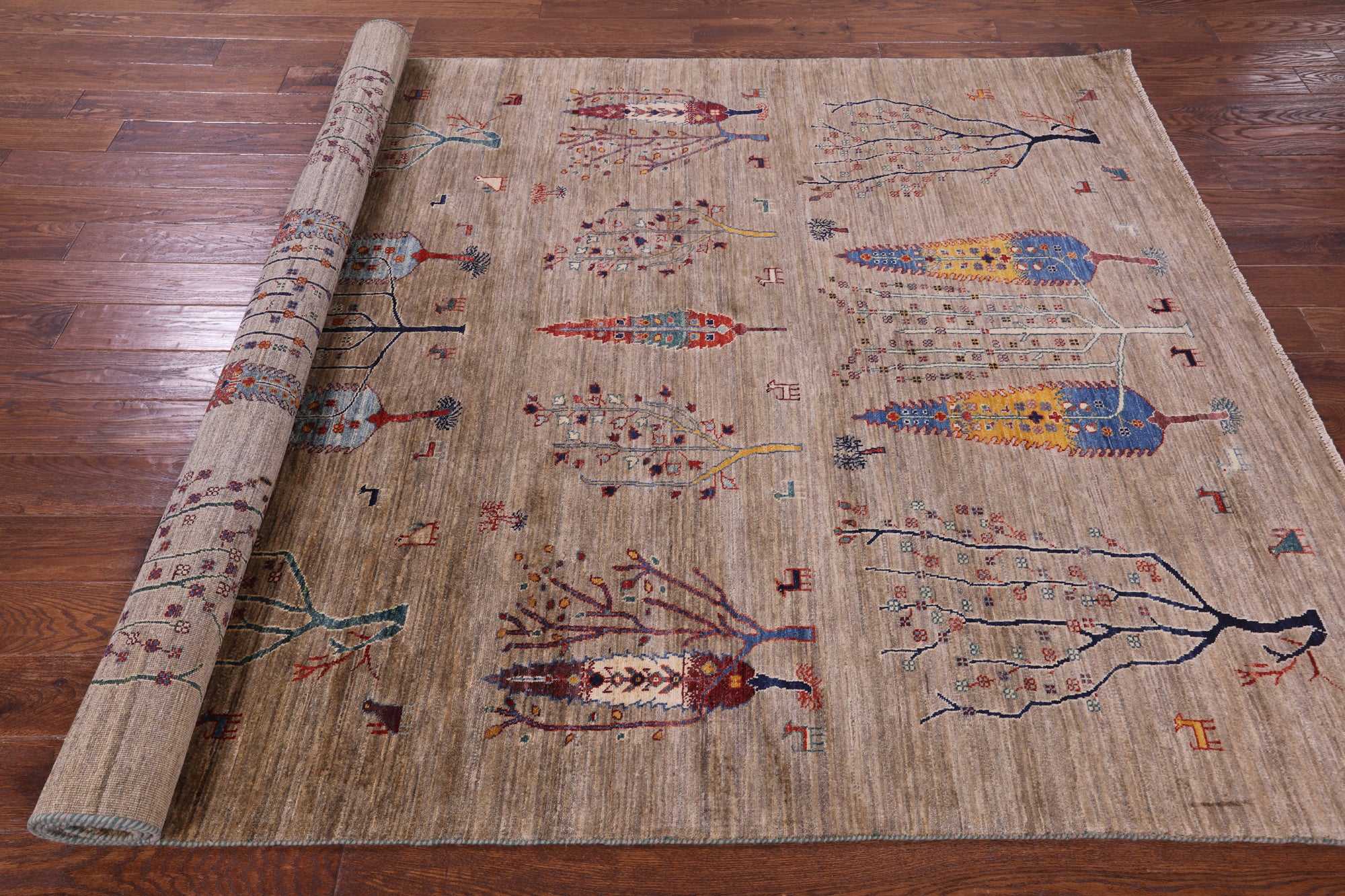 Tribal Persian Gabbeh Hand Knotted Wool Rug - 6' 6" X 9' 7" - Golden Nile