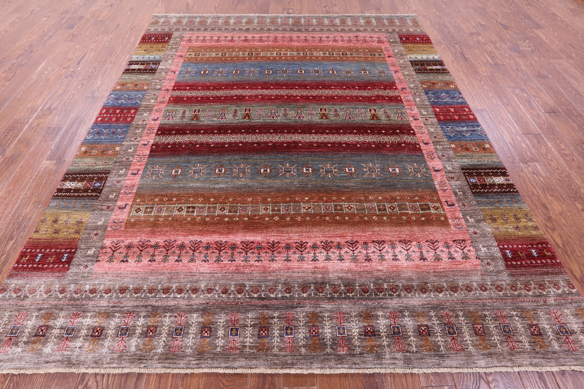 Tribal Persian Gabbeh Hand Knotted Wool Rug - 8' 4" X 9' 10" - Golden Nile