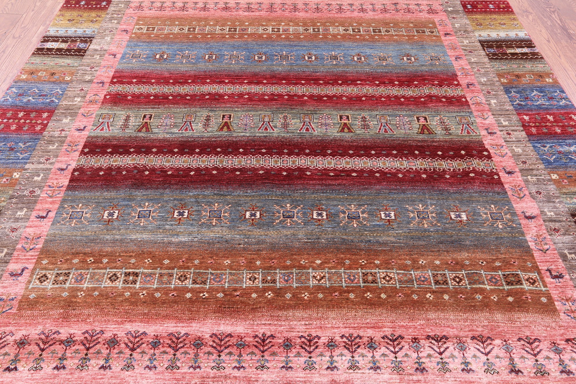 Tribal Persian Gabbeh Hand Knotted Wool Rug - 8' 4" X 9' 10" - Golden Nile