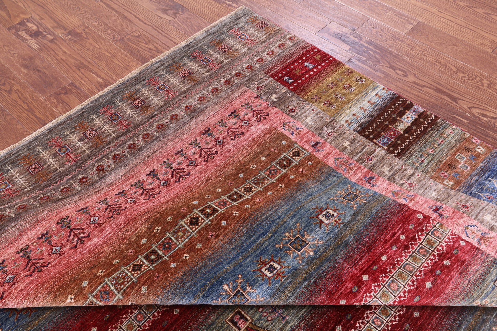 Tribal Persian Gabbeh Hand Knotted Wool Rug - 8' 4" X 9' 10" - Golden Nile