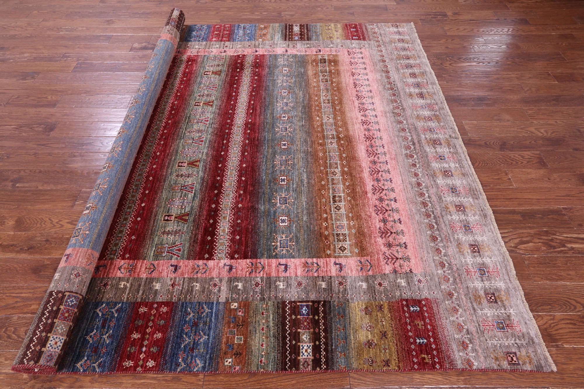 Tribal Persian Gabbeh Hand Knotted Wool Rug - 8' 4" X 9' 10" - Golden Nile
