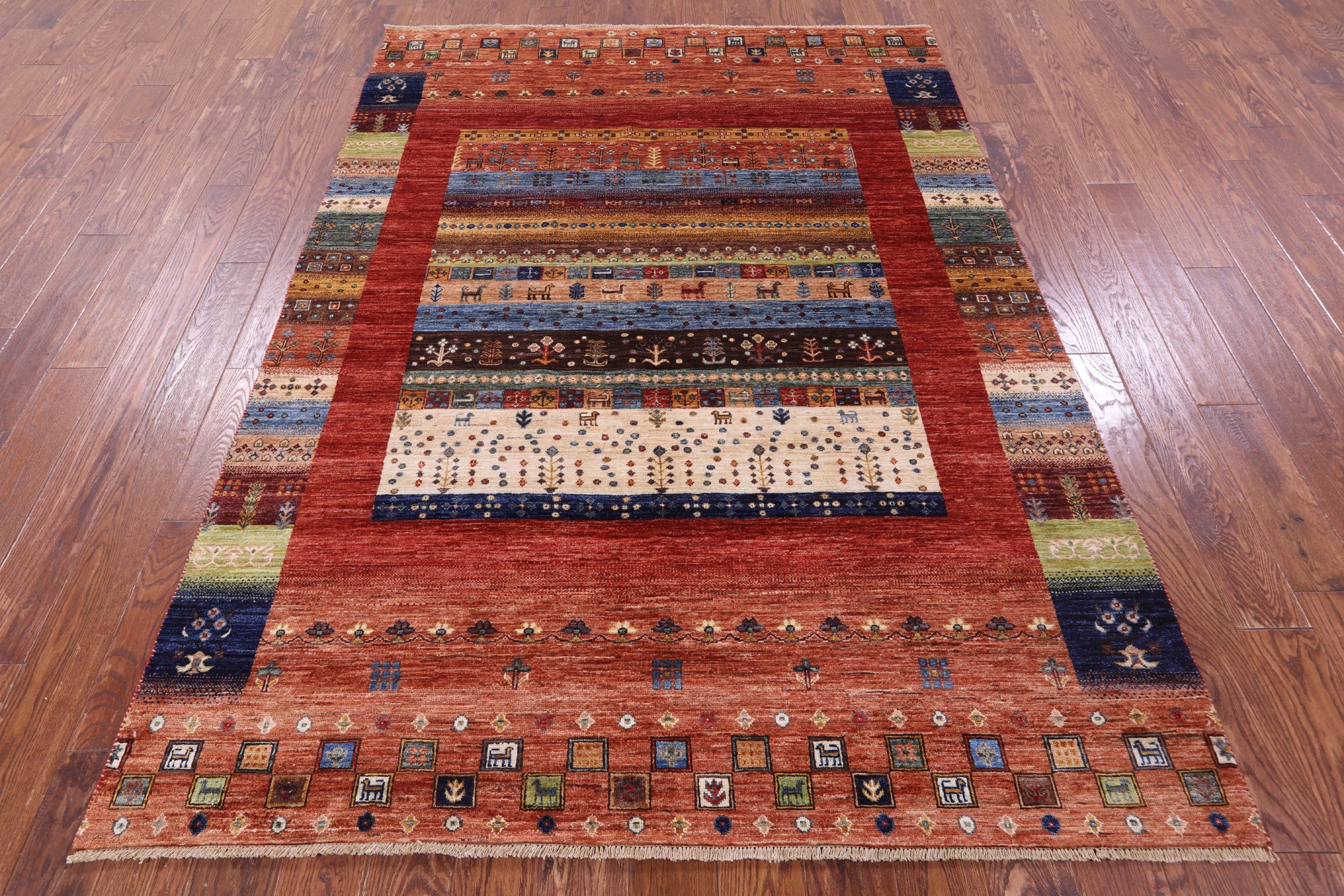 Tribal Persian Gabbeh Handmade Wool Rug - 5' 9" X 7' 10" - Golden Nile
