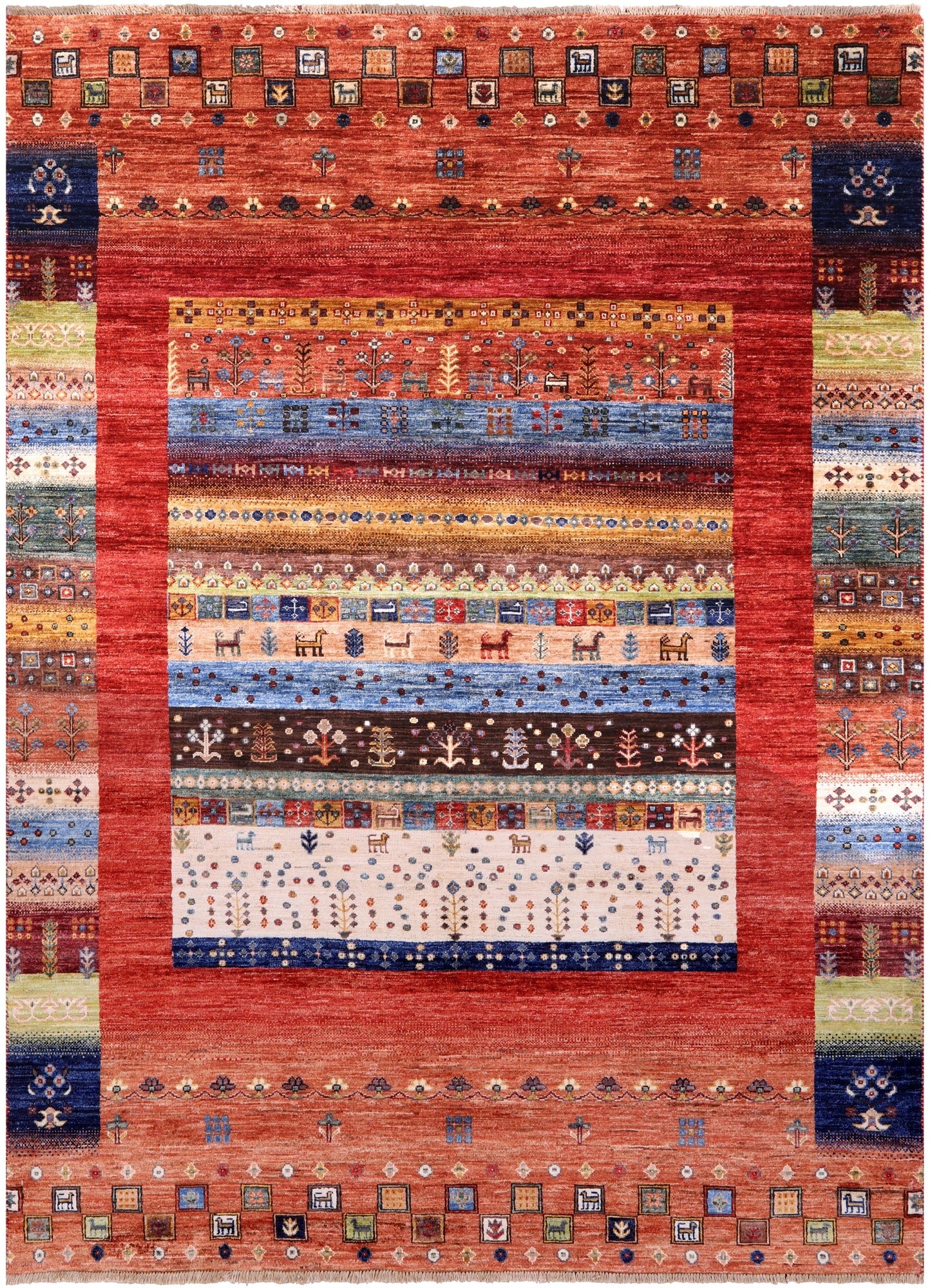 Tribal Persian Gabbeh Handmade Wool Rug - 5' 9" X 7' 10" - Golden Nile