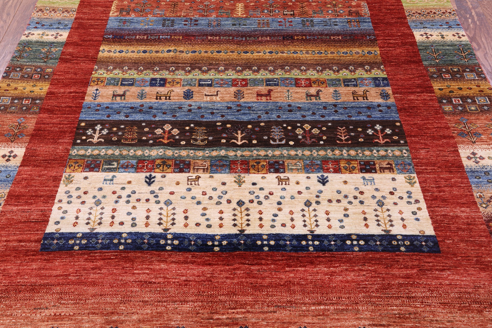 Tribal Persian Gabbeh Handmade Wool Rug - 5' 9" X 7' 10" - Golden Nile
