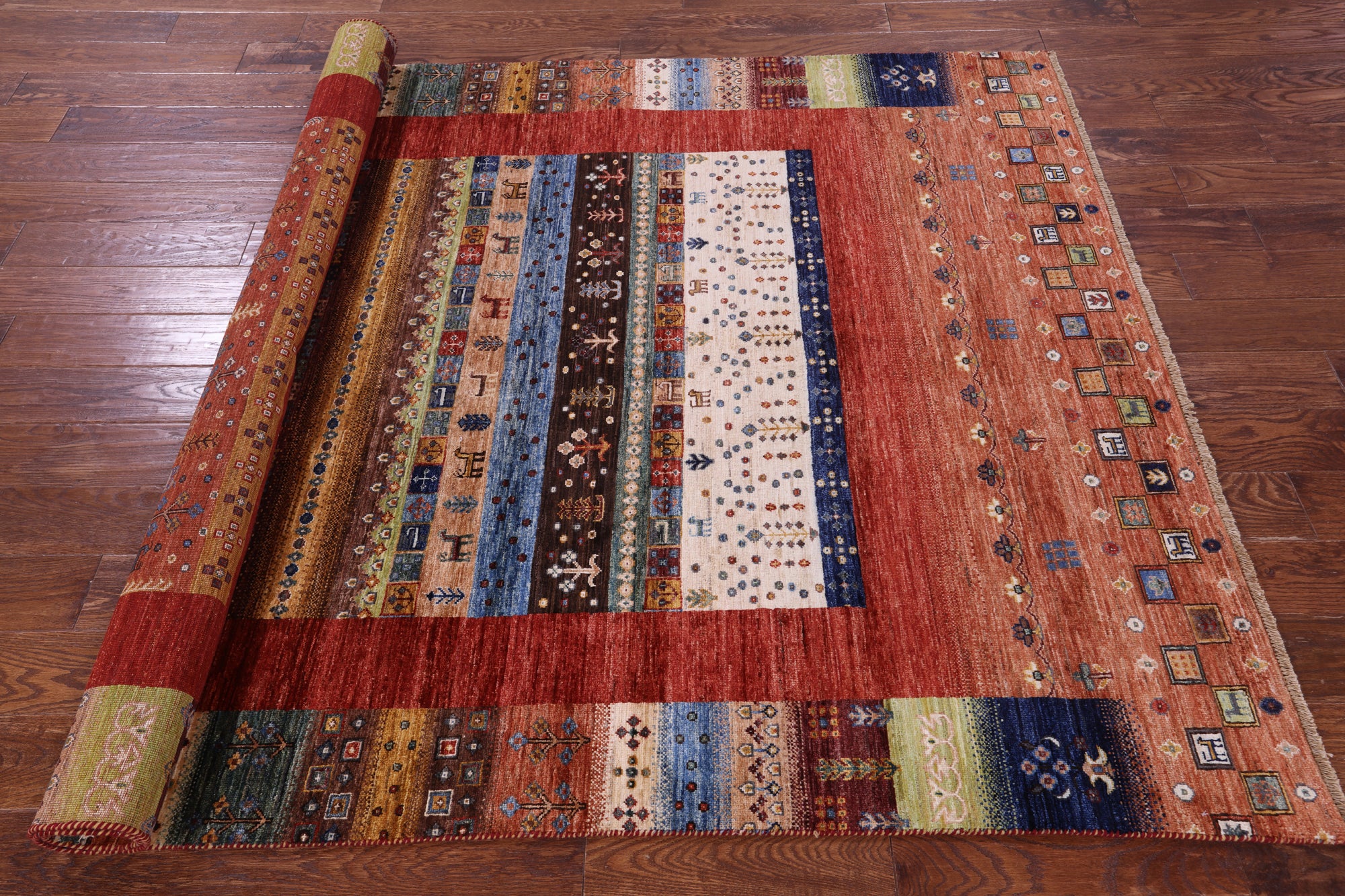 Tribal Persian Gabbeh Handmade Wool Rug - 5' 9" X 7' 10" - Golden Nile
