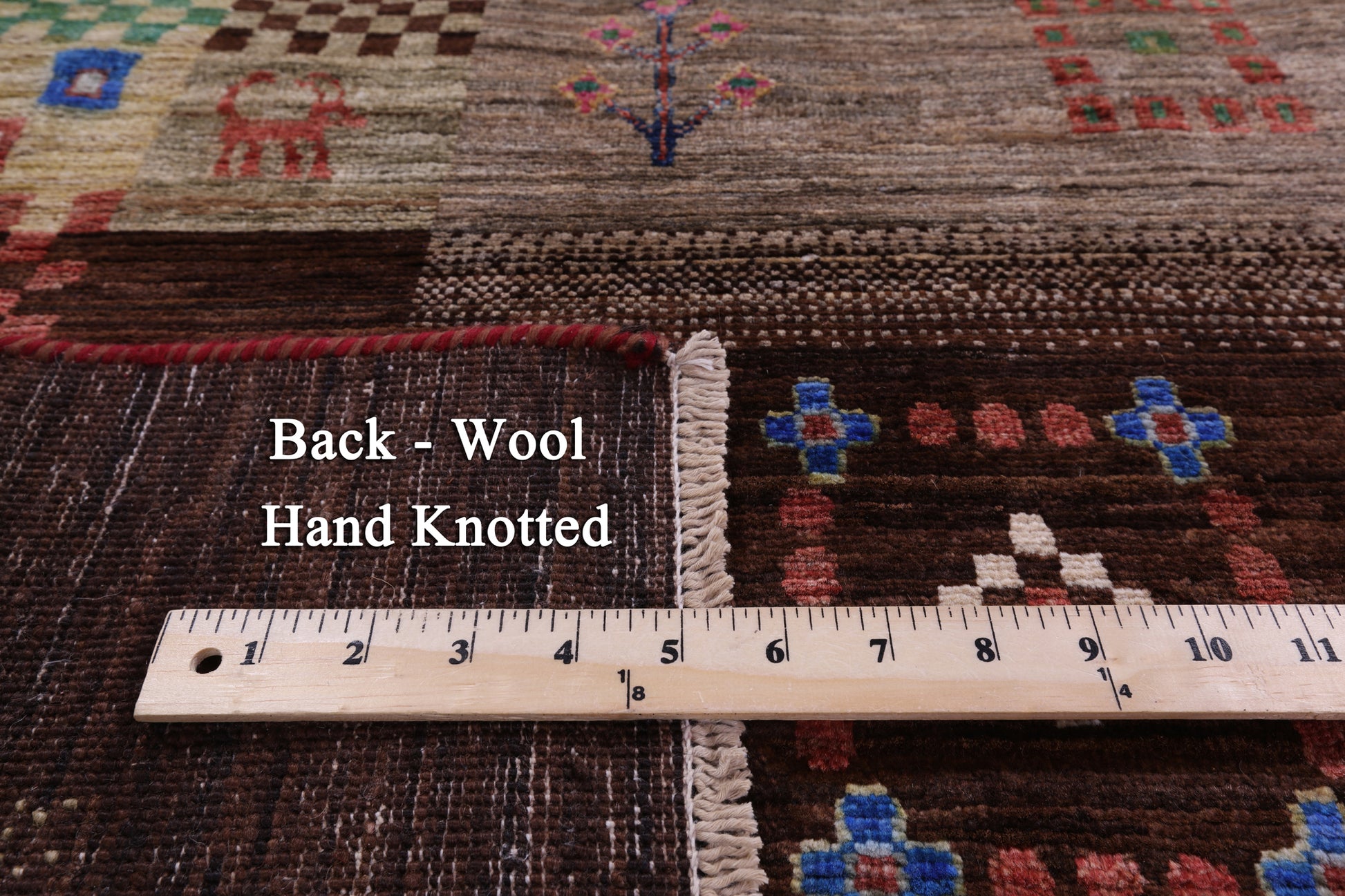Brown Tribal Persian Gabbeh Hand Knotted Wool Rug - 5' 8" X 8' 3" - Golden Nile