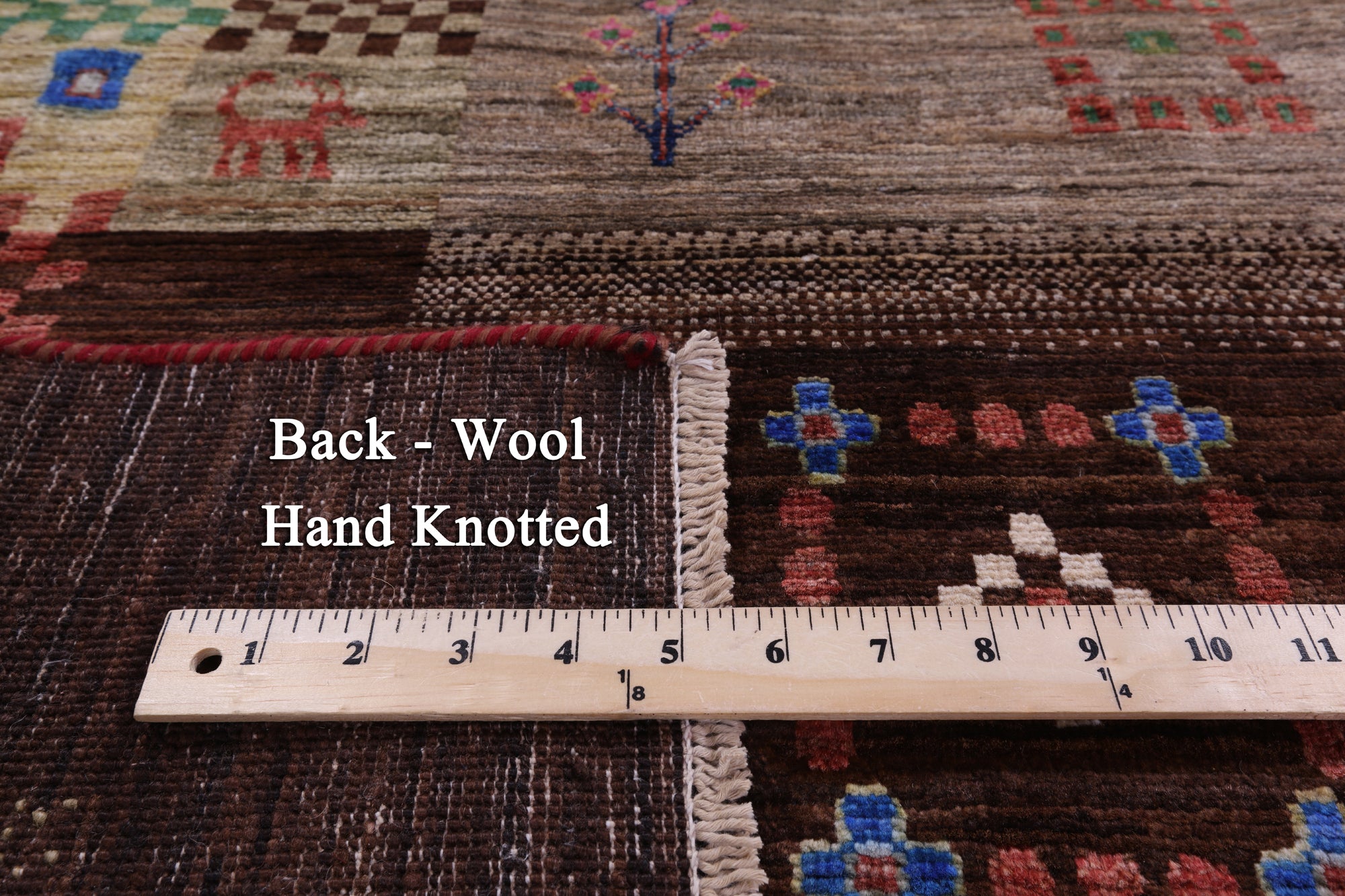Brown Tribal Persian Gabbeh Hand Knotted Wool Rug - 5' 8" X 8' 3" - Golden Nile