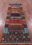 Tribal Persian Gabbeh Hand Knotted Wool Runner Rug - 2' 8" X 9' 9" - Golden Nile