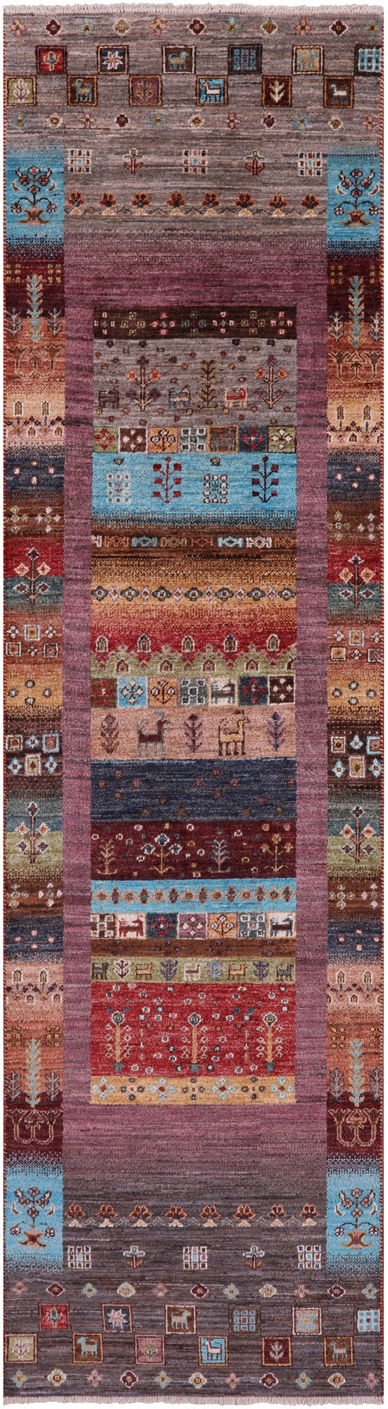 Tribal Persian Gabbeh Hand Knotted Wool Runner Rug - 2' 8" X 9' 9" - Golden Nile