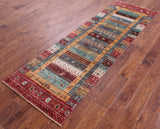 Tribal Persian Gabbeh Hand Knotted Wool Runner Rug - 2' 8" X 8' 4" - Golden Nile