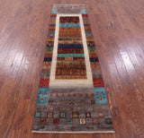 Tribal Persian Gabbeh Hand Knotted Wool Runner Rug - 2' 9" X 9' 9" - Golden Nile