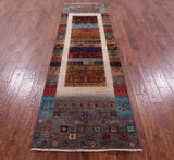 Tribal Persian Gabbeh Hand Knotted Wool Runner Rug - 2' 9" X 9' 8" - Golden Nile