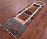 Tribal Persian Gabbeh Hand Knotted Wool Runner Rug - 2' 9" X 9' 8" - Golden Nile