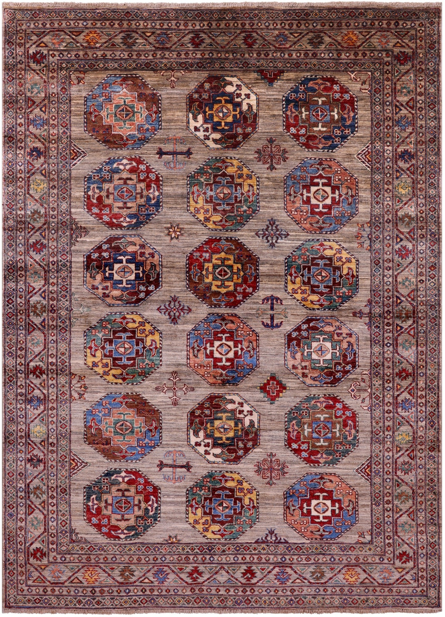 Turkmen Ersari Hand Knotted Wool Rug - 5' 9" X 7' 10" - Golden Nile