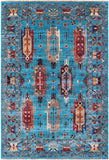 Blue Persian Fine Serapi Hand Knotted Wool Rug - 5' 9" X 8' 6" - Golden Nile