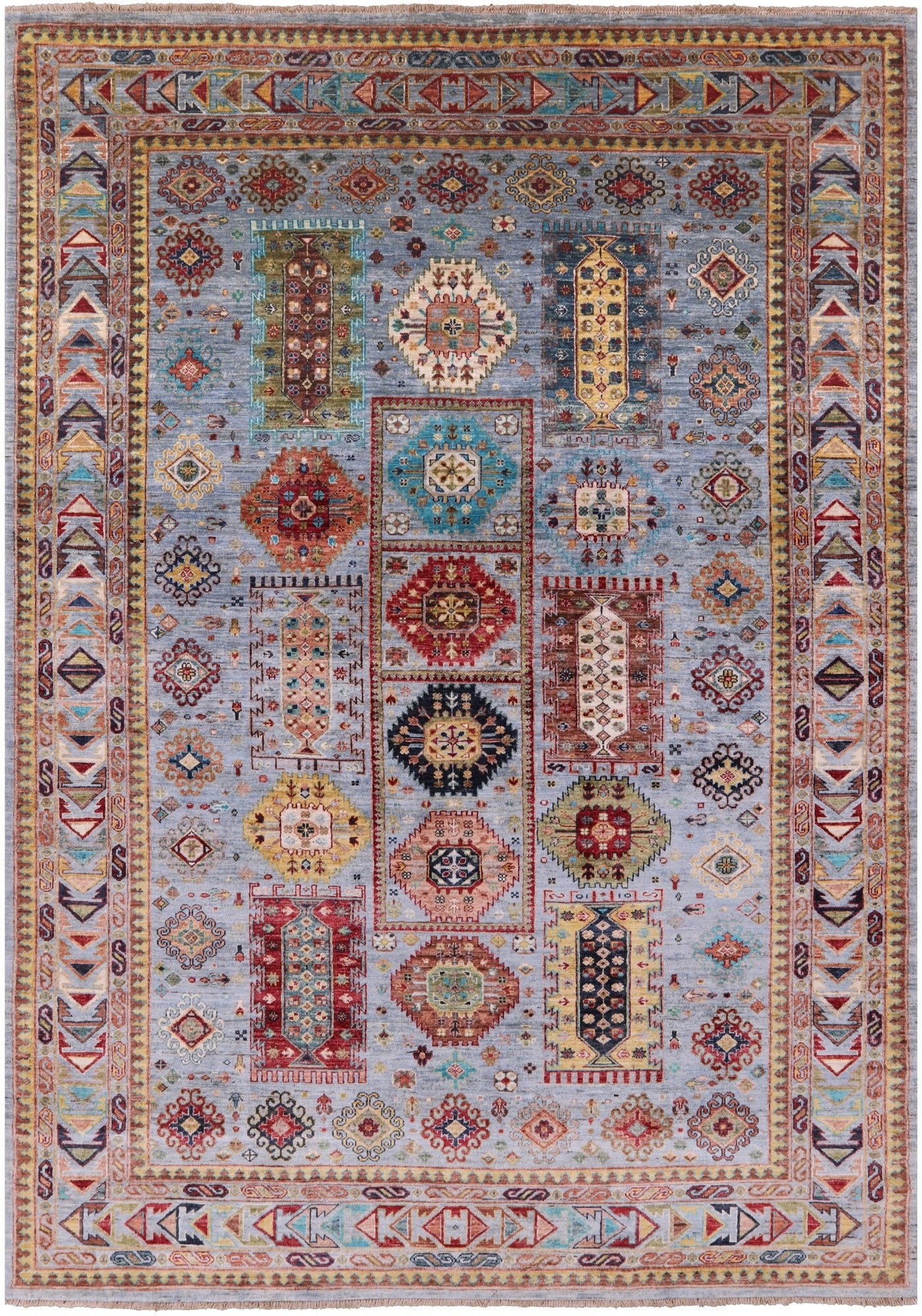 Turkmen Ersari Hand Knotted Wool Rug - 6' 10" X 10' 0" - Golden Nile