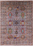 Turkmen Ersari Hand Knotted Wool Rug - 6' 7" X 9' 6" - Golden Nile