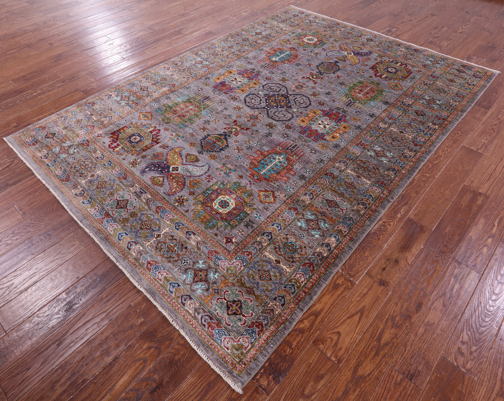Turkmen Ersari Hand Knotted Wool Rug - 6' 7" X 9' 6" - Golden Nile