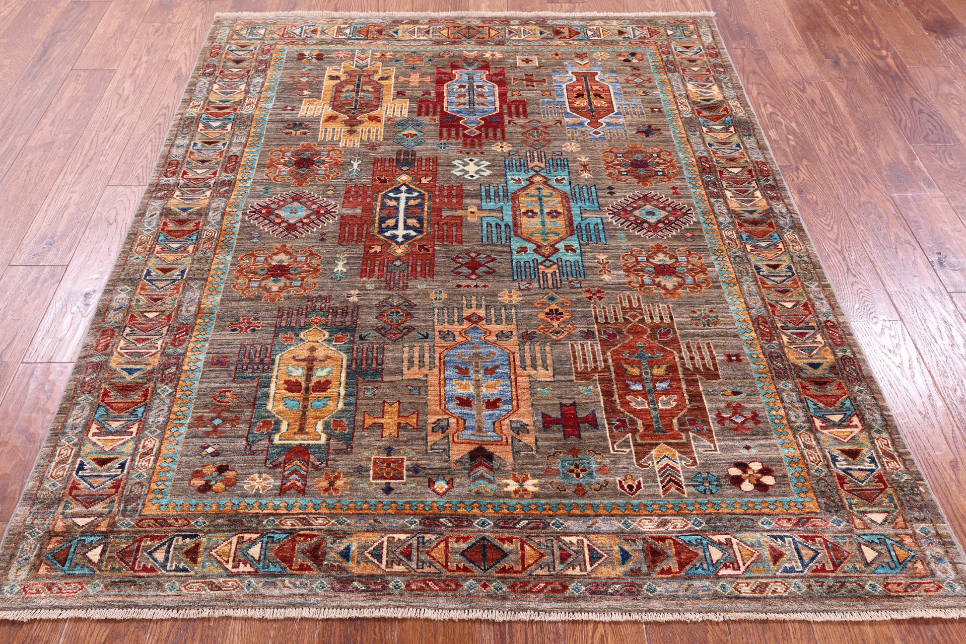 Persian Fine Serapi Hand Knotted Wool Rug - 5' 2" X 6' 4" - Golden Nile