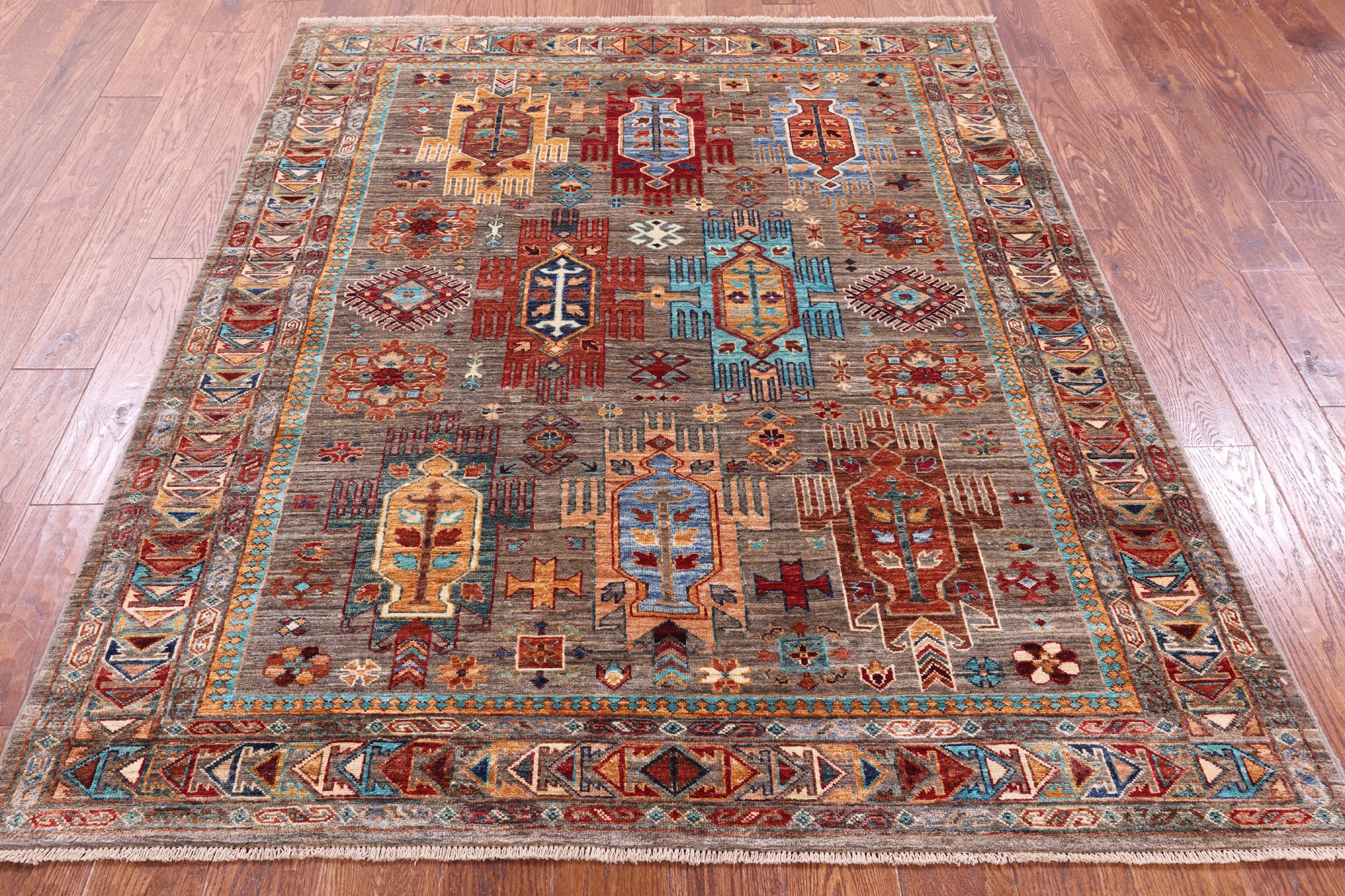 Persian Fine Serapi Hand Knotted Wool Rug - 5' 2" X 6' 4" - Golden Nile