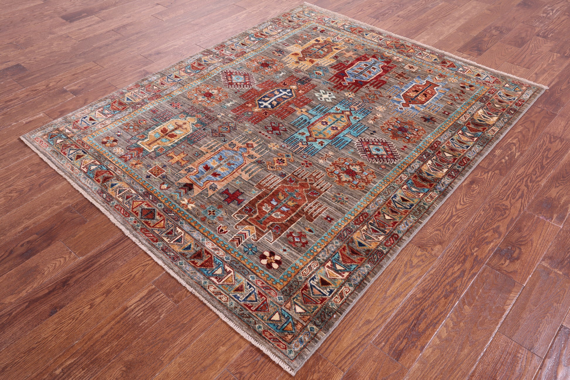 Persian Fine Serapi Hand Knotted Wool Rug - 5' 2" X 6' 4" - Golden Nile