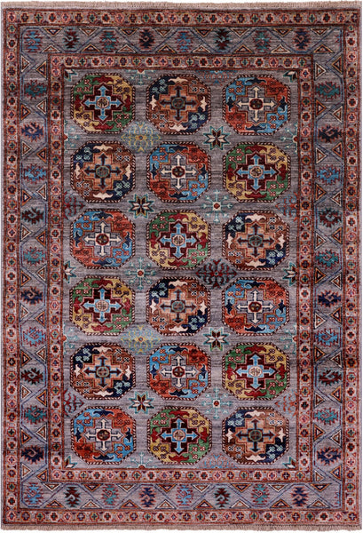 Turkmen Ersari Hand Knotted Wool Rug - 4' 1" X 5' 10" - Golden Nile