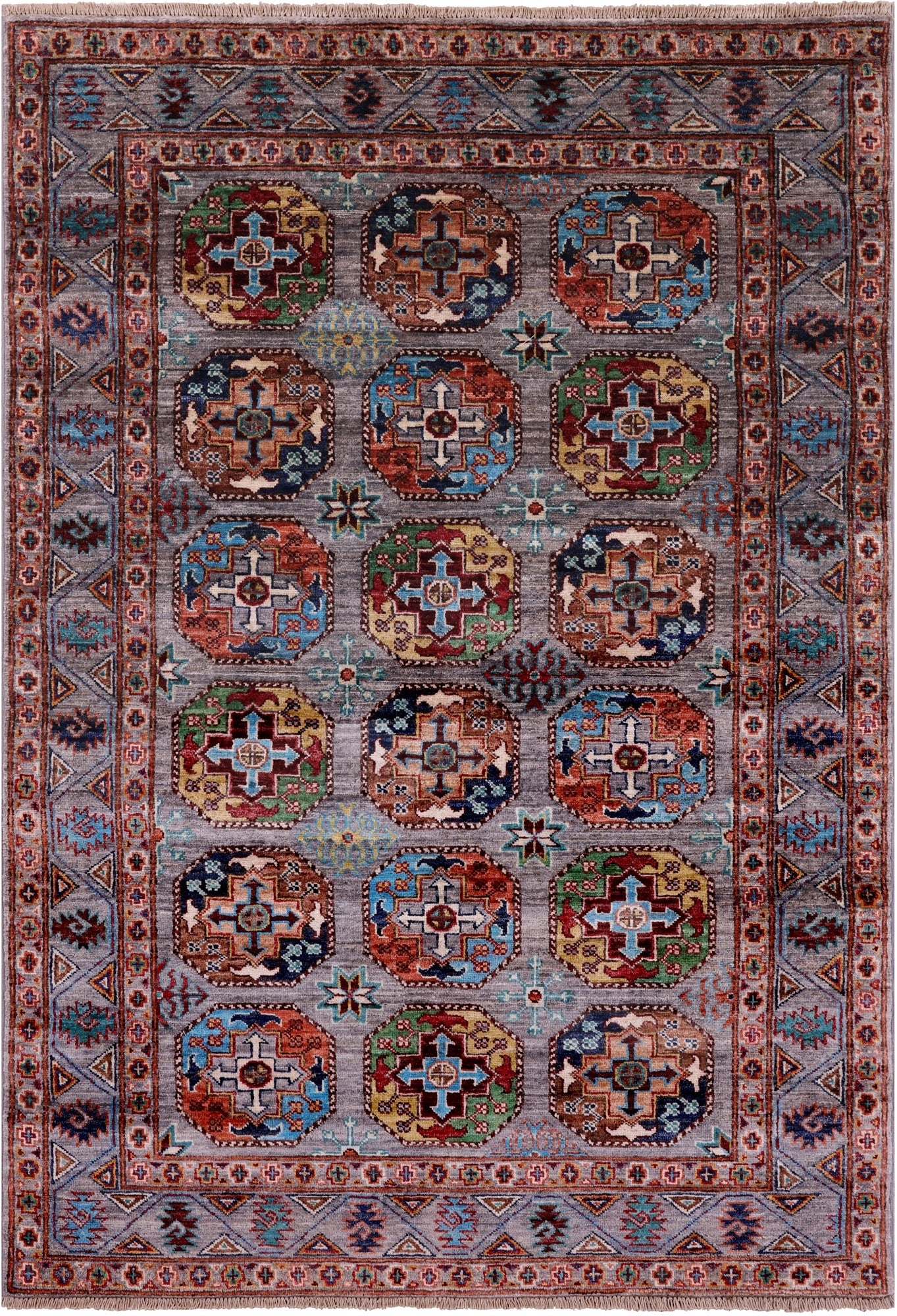 Turkmen Ersari Hand Knotted Wool Rug - 4' 1" X 5' 10" - Golden Nile