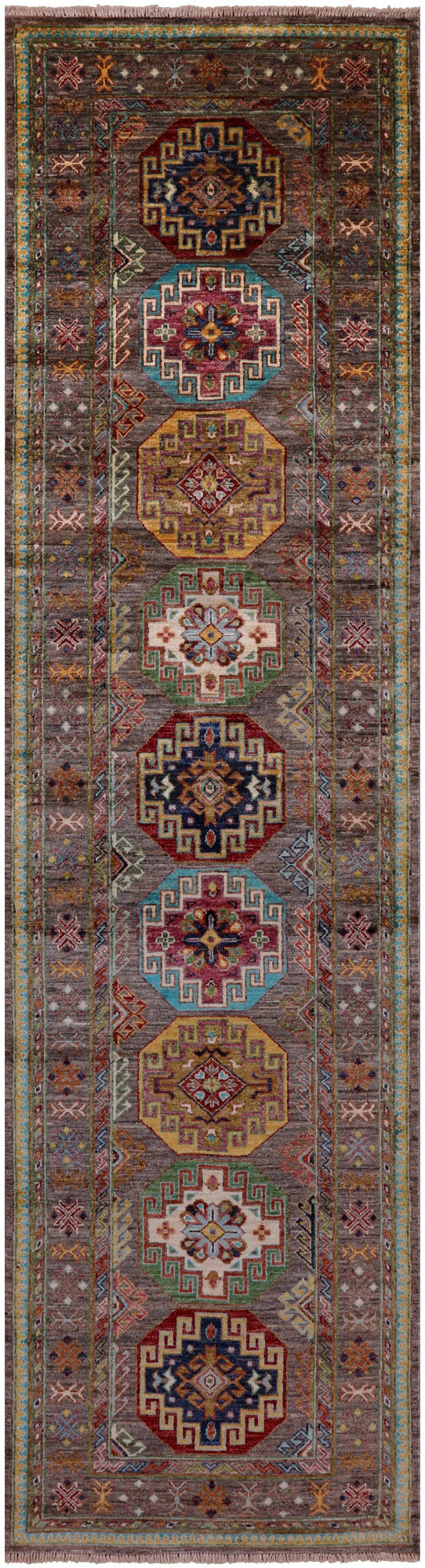 Turkmen Ersari Hand Knotted Wool Runner Rug - 2' 8" X 9' 8" - Golden Nile