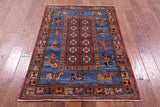 Antiqued Pazyryk Historical Design Hand Knotted Wool Rug - 3' 4" X 5' 0" - Golden Nile