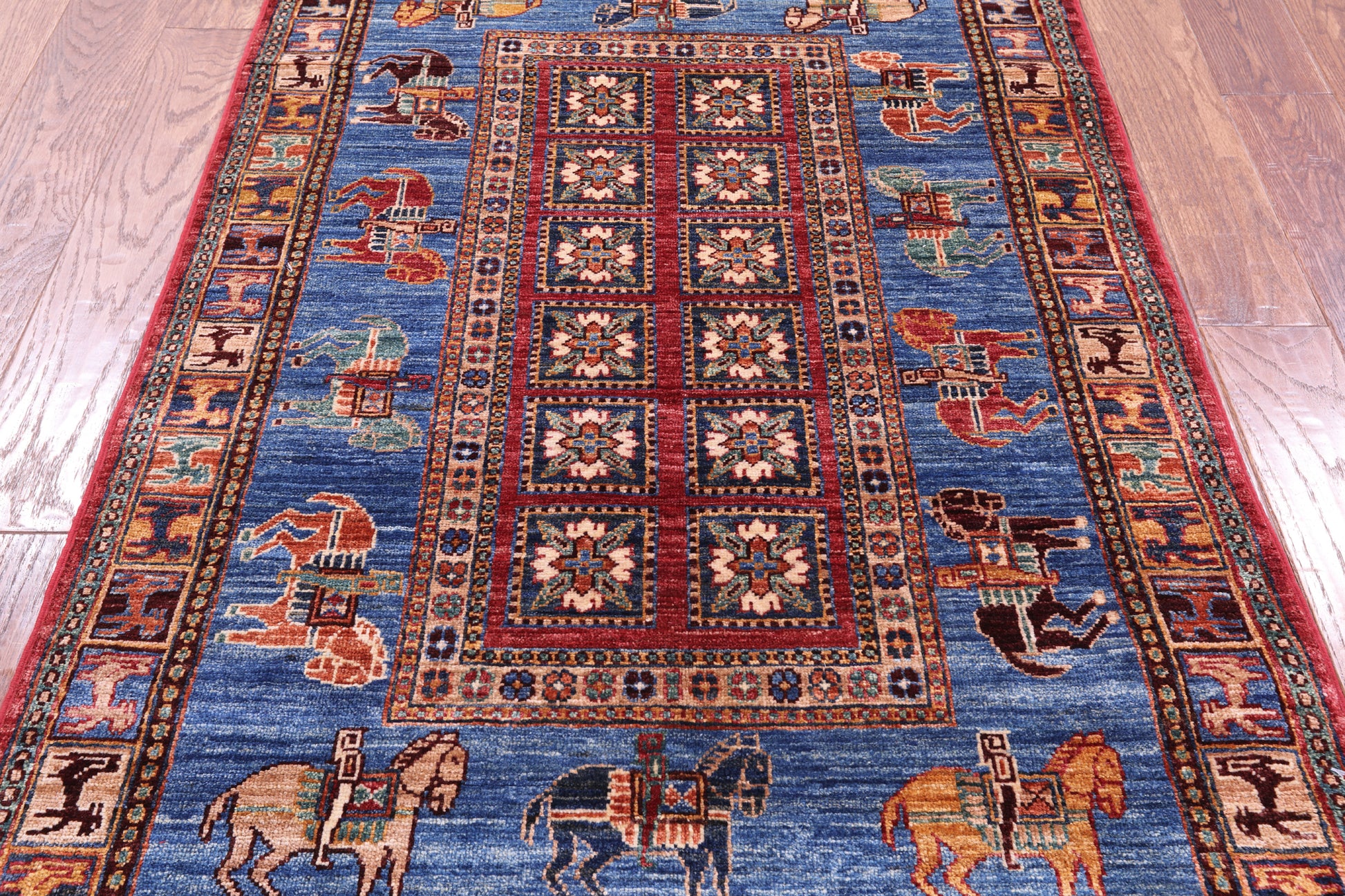 Antiqued Pazyryk Historical Design Hand Knotted Wool Rug - 3' 4" X 5' 0" - Golden Nile