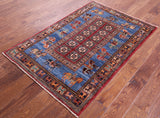 Antiqued Pazyryk Historical Design Hand Knotted Wool Rug - 3' 4" X 5' 0" - Golden Nile