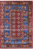 Antiqued Pazyryk Historical Design Hand Knotted Wool Rug - 3' 4" X 5' 0" - Golden Nile