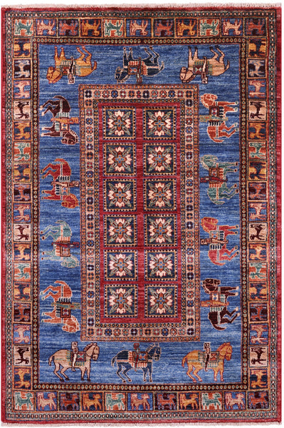 Antiqued Pazyryk Historical Design Hand Knotted Wool Rug - 3' 4" X 5' 0" - Golden Nile