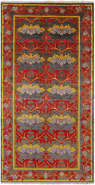 Grey William Morris Handmade Wool Area Rug - 5' 10" X 11' 6" - Golden Nile