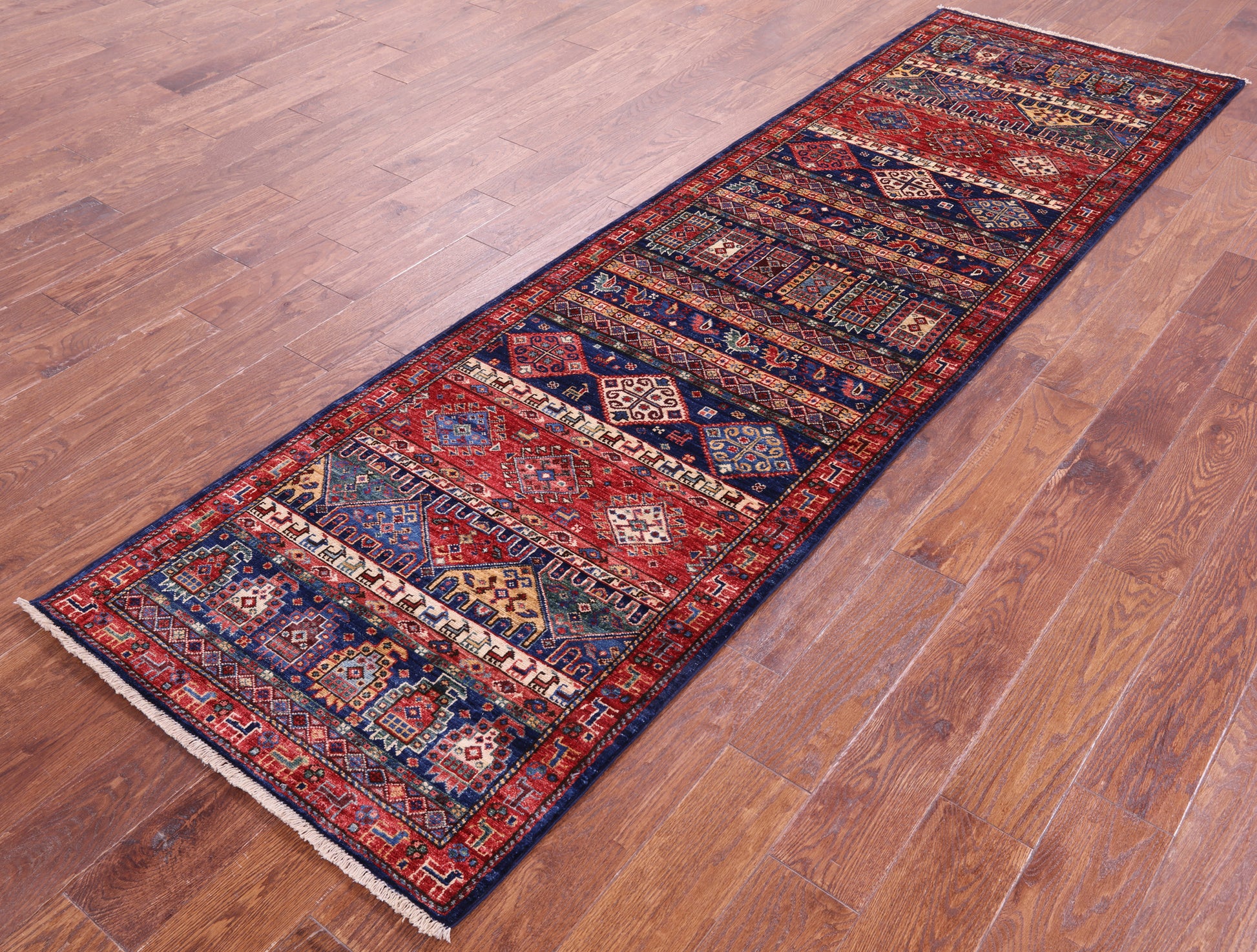 Persian Tribal Gabbeh Hand Knotted Wool Runner Rug - 2' 9" X 9' 7" - Golden Nile