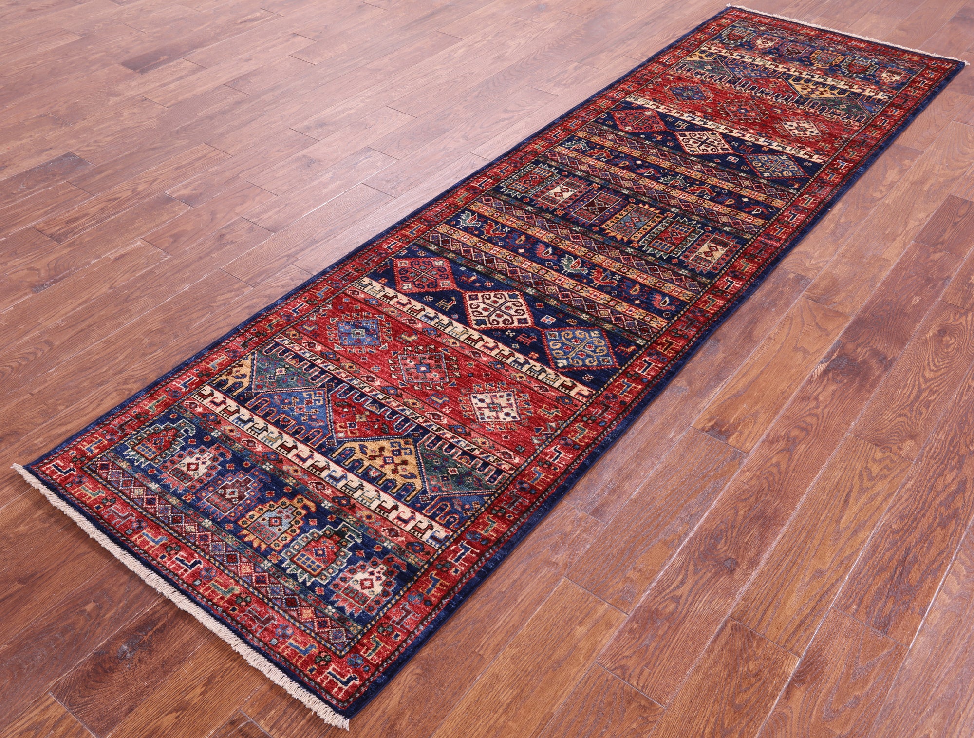 Persian Tribal Gabbeh Hand Knotted Wool Runner Rug - 2' 9" X 9' 7" - Golden Nile