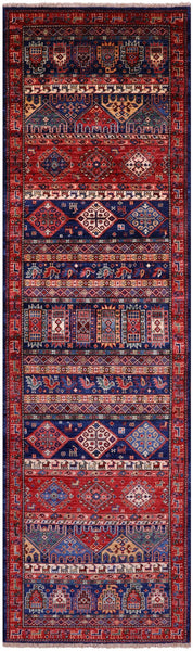 Persian Tribal Gabbeh Hand Knotted Wool Runner Rug - 2' 9" X 9' 7" - Golden Nile