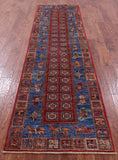 Antiqued Pazyryk Historical Design Hand Knotted Wool Runner Rug - 2' 8" X 10' 0" - Golden Nile