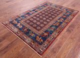Antiqued Pazyryk Historical Design Handmade Wool Rug - 4' 0" X 6' 0" - Golden Nile