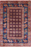 Antiqued Pazyryk Historical Design Handmade Wool Rug - 4' 0" X 6' 0" - Golden Nile