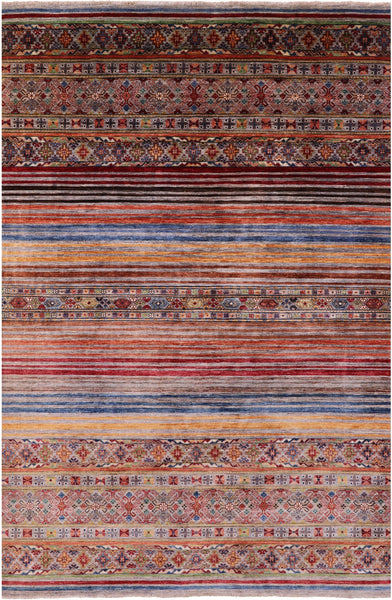 Khorjin Persian Gabbeh Hand Knotted Wool Rug - 6' 8" X 10' 3" - Golden Nile