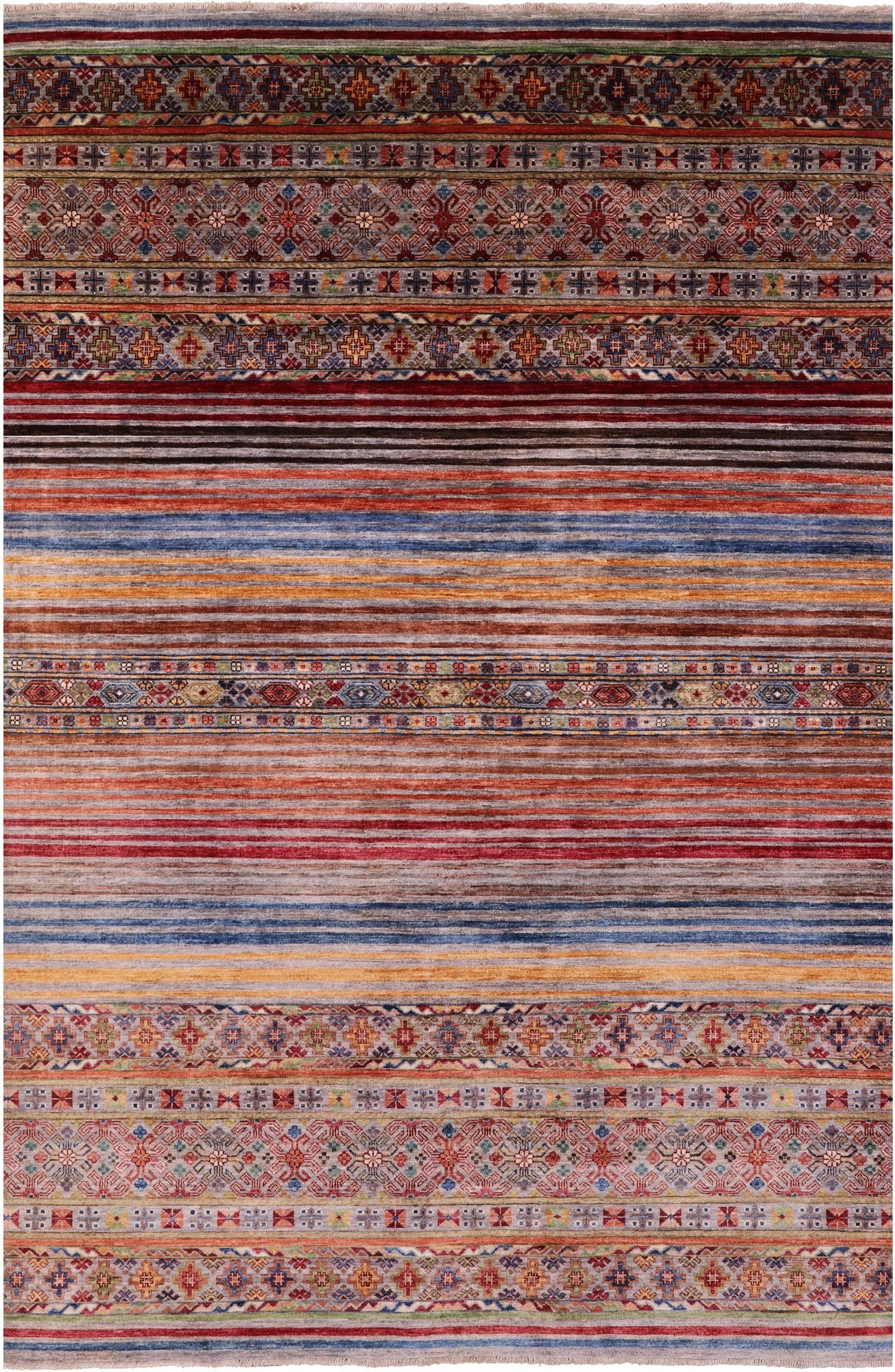 Khorjin Persian Gabbeh Hand Knotted Wool Rug - 6' 8" X 10' 3" - Golden Nile