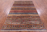 Khorjin Persian Gabbeh Hand Knotted Wool Rug - 6' 8" X 10' 3" - Golden Nile