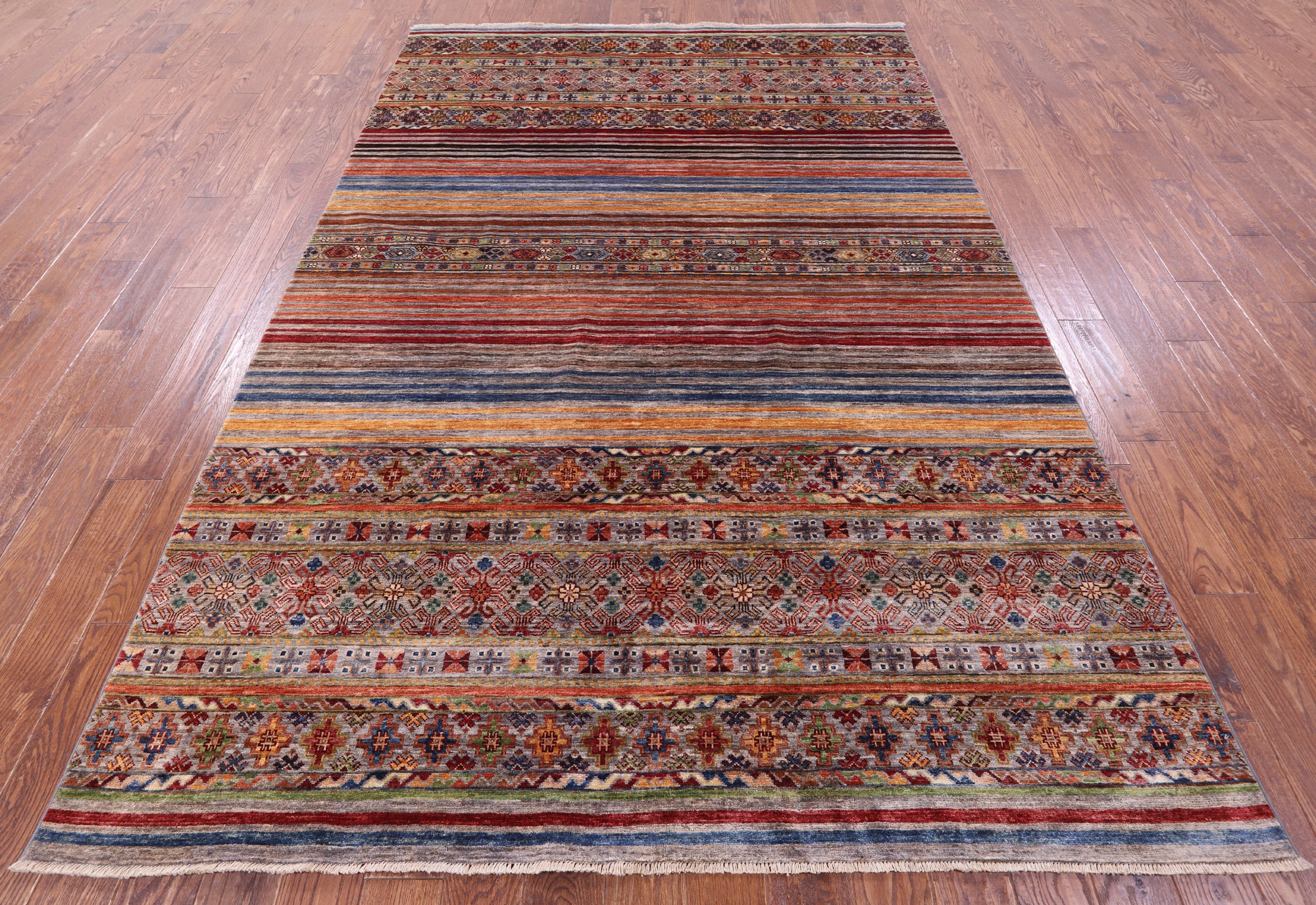 Khorjin Persian Gabbeh Hand Knotted Wool Rug - 6' 8" X 10' 3" - Golden Nile