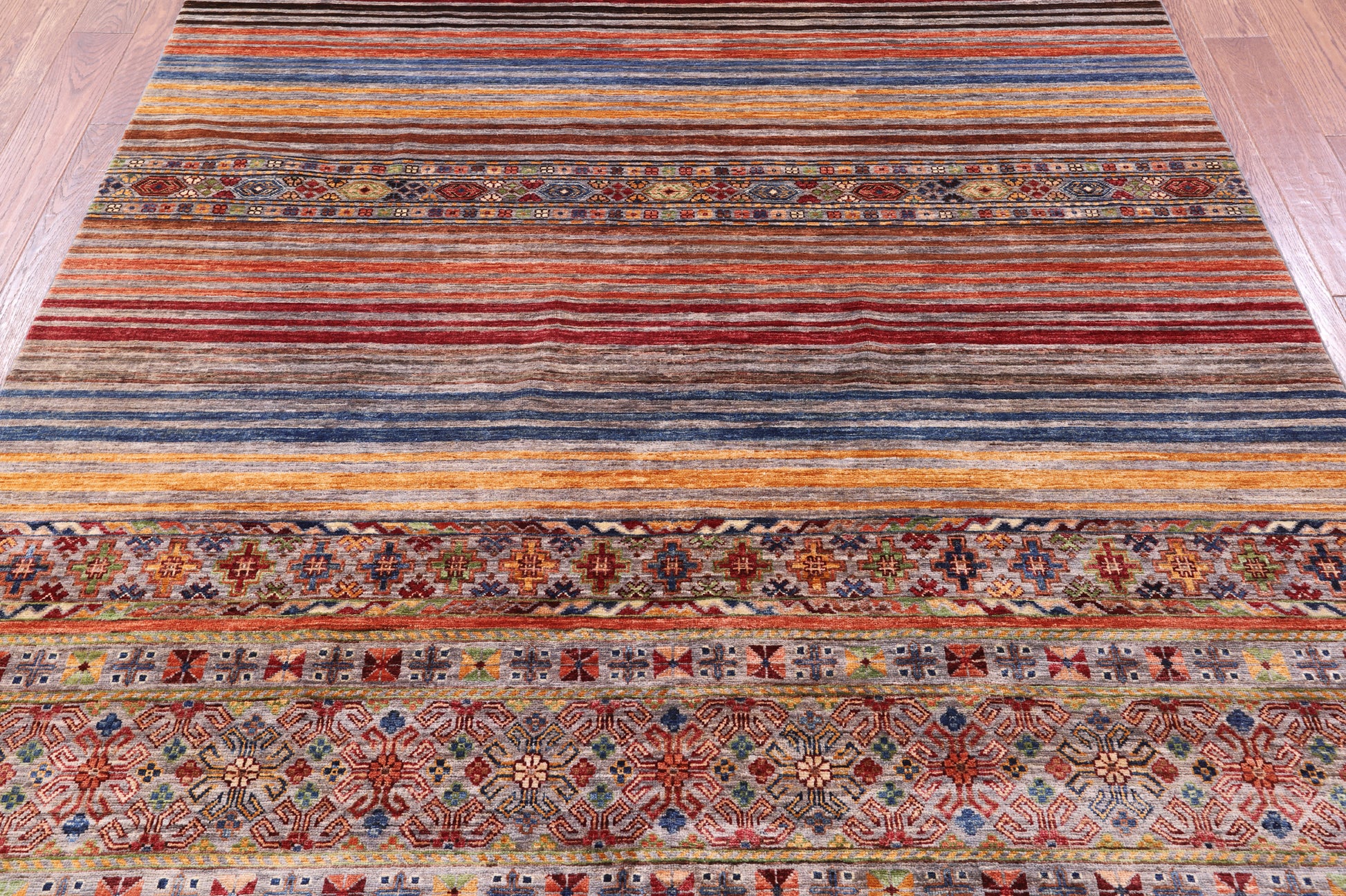 Khorjin Persian Gabbeh Hand Knotted Wool Rug - 6' 8" X 10' 3" - Golden Nile