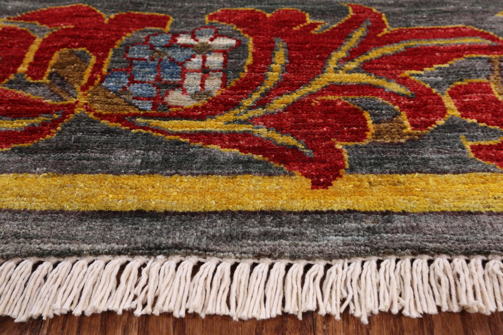 Grey William Morris Hand Knotted Wool Area Rug - 5' 10" X 8' 9" - Golden Nile