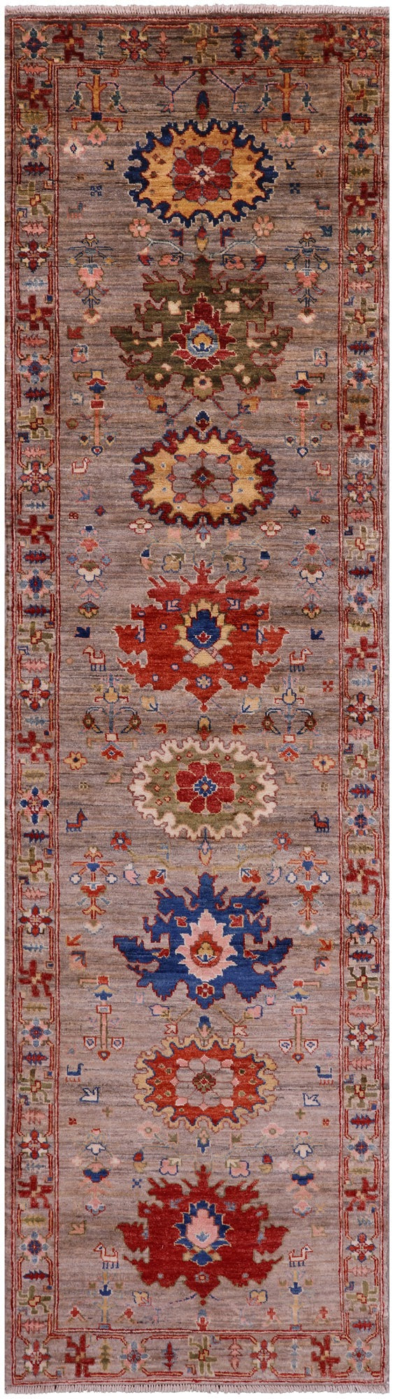 Persian Fine Serapi Hand Knotted Wool Runner Rug - 2' 8" X 9' 6" - Golden Nile