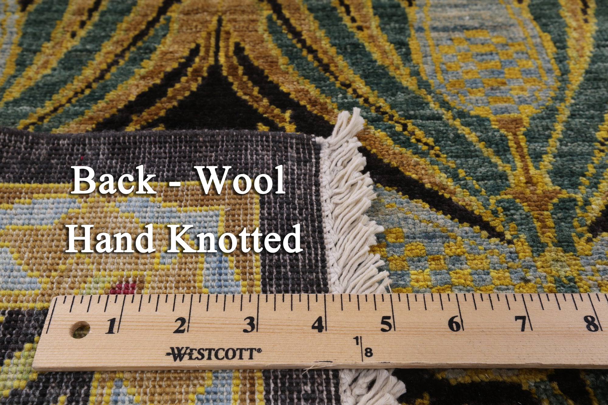 Black William Morris Handmade Wool Area Rug - 5' 10" X 11' 6" - Golden Nile