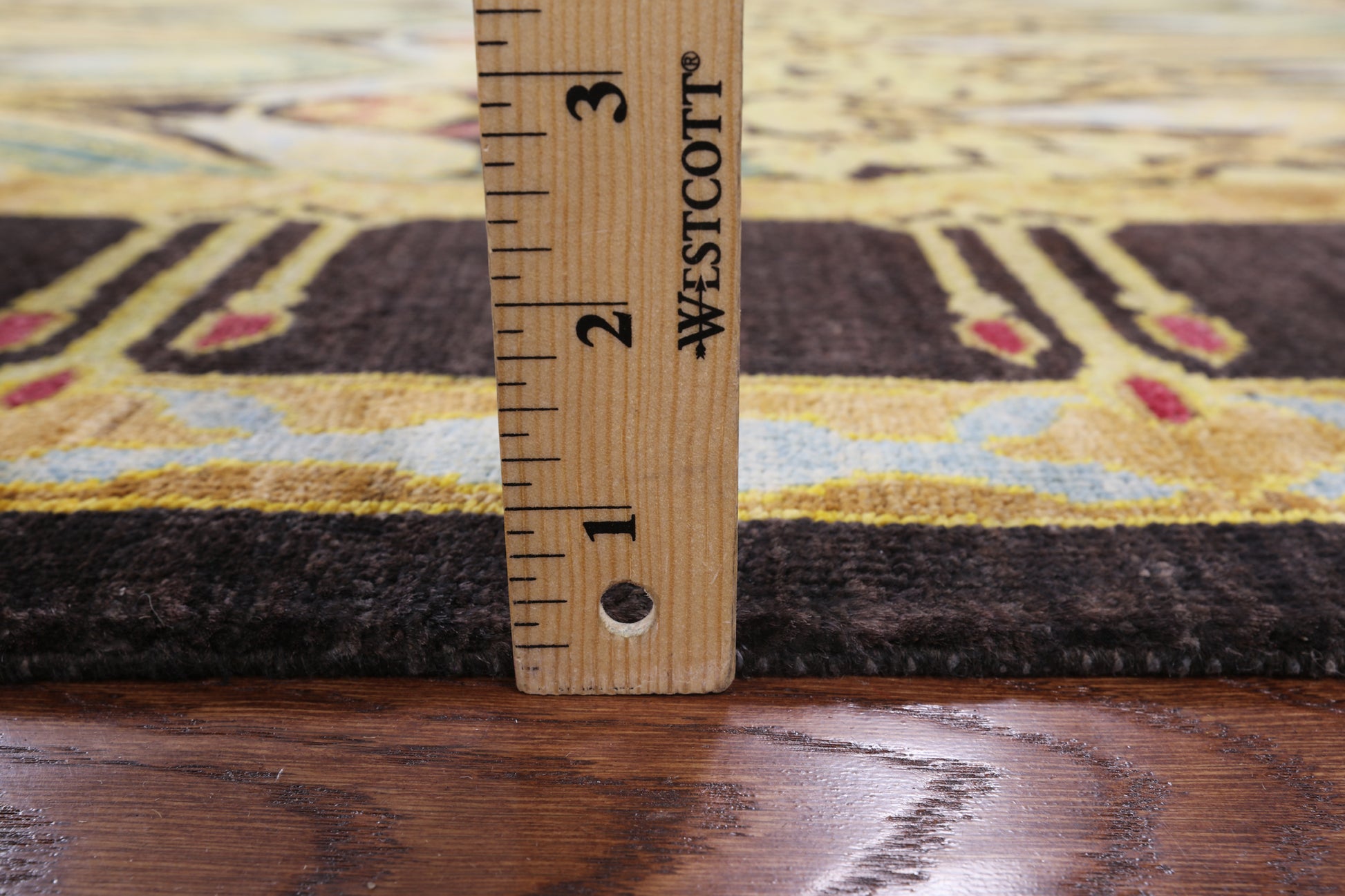 Black William Morris Handmade Wool Area Rug - 5' 10" X 11' 6" - Golden Nile